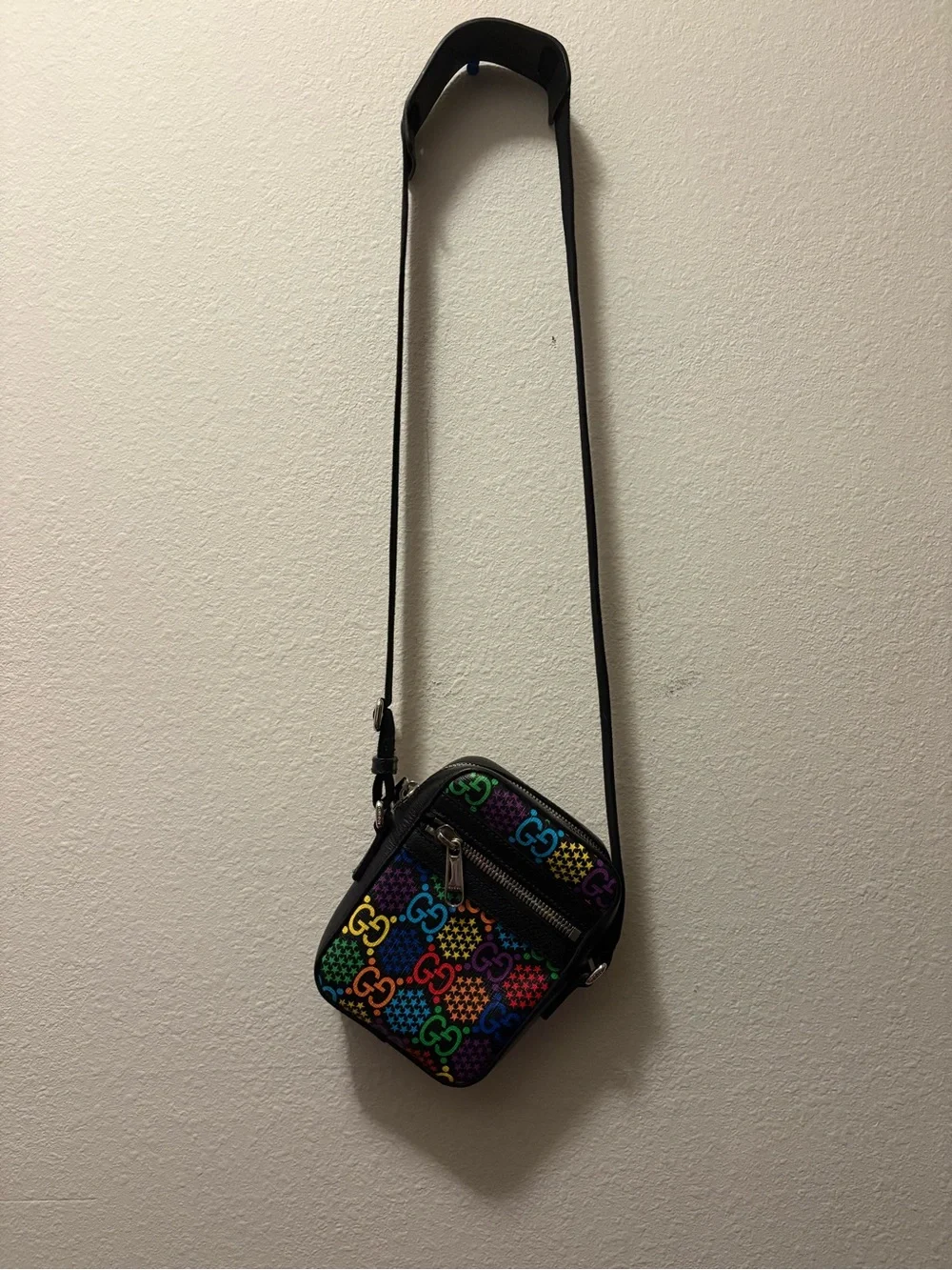 Gucci Black Multicolor GG Canvas Belt Bag